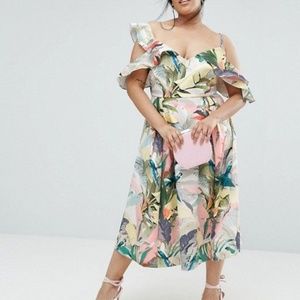 ASOS CURVE Floral Ruffle Midi Dress